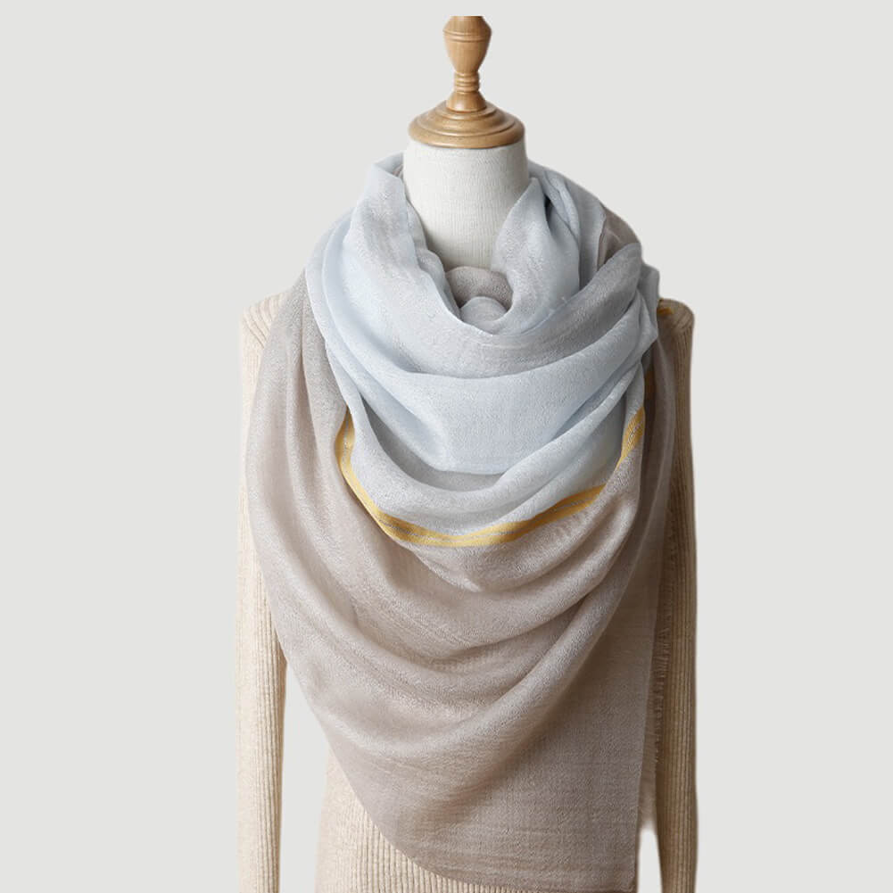 200s Multiple Colors Cashmere Shawl Wrap with Decorative Lines