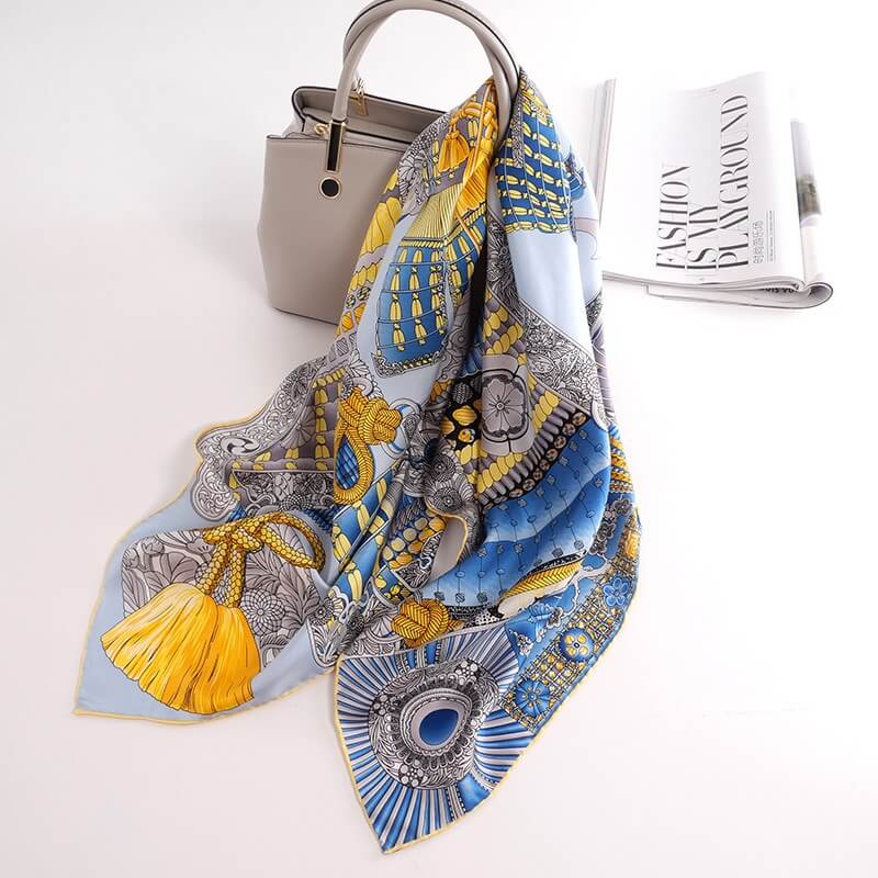 Samurai Armor Large Twill Silk Square Scarf 35 inch 14 Momme
