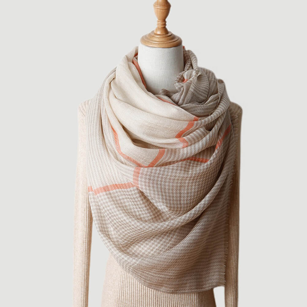 200S Color Plaid Cashmere Shawl Wrap