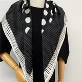 Cargar imagen en el visor de la galería, Bufanda cuadrada de seda con lunares, bufanda tipo chal de satén de seda de morera, 35 pulgadas, 12 momme