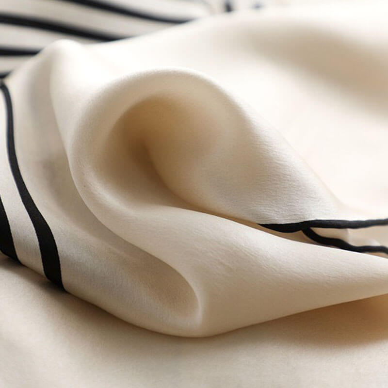 Black and White Striped Geometric Striped Large Silk Square Scarf 35 inch