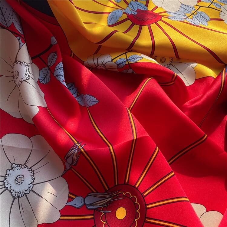 Fashion Patchwork Floral Mulberry Silk Scarf 35 inch 14 momme
