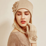 Charger l&#39;image dans la galerie, Ensembles de gants en cachemire avec chapeau en cachemire rose tricoté