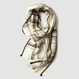 Load image into Gallery viewer, Black and White Plaid Cashmere Scarf