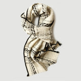 Load image into Gallery viewer, Black and White Plaid Cashmere Scarf