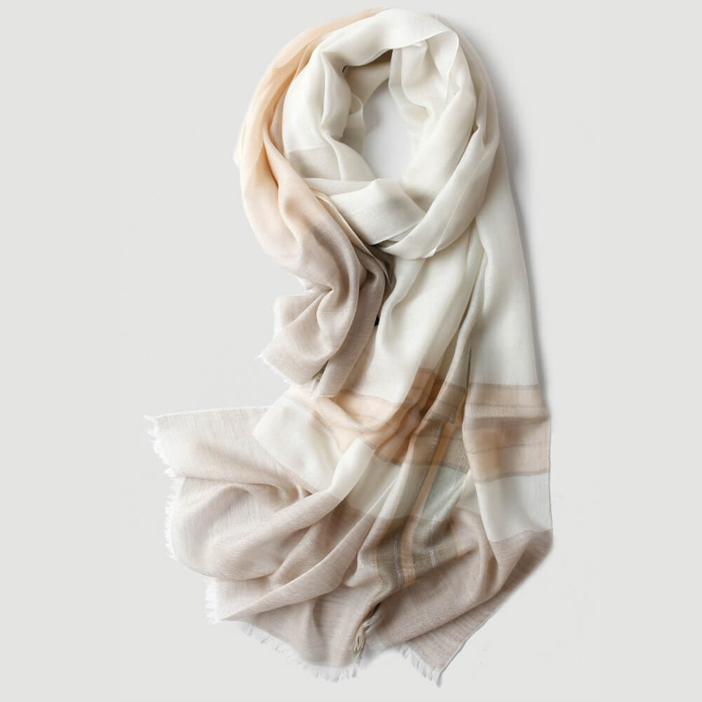 200S Pink Plaid Cashmere Shawl Wrap