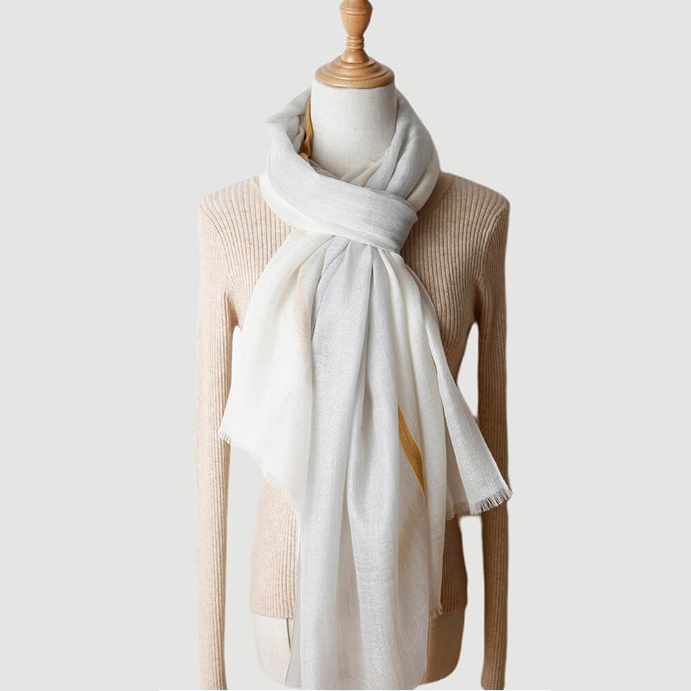 200s Multiple Colors Cashmere Shawl Wrap with Decorative Lines
