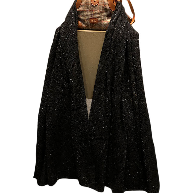 Black Knitted Luxury Cashmere Scarf