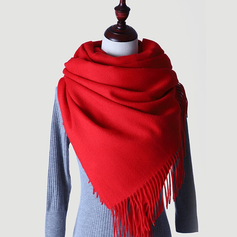 Wrap en cachemire rouge à motif d'eau