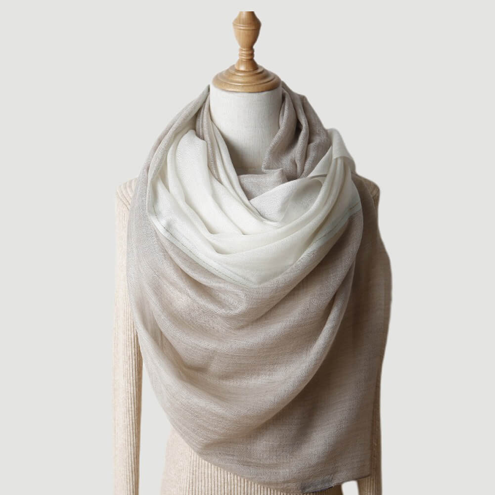 200s Multiple Colors Cashmere Shawl Wrap with Decorative Lines