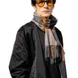 Load image into Gallery viewer, Pure Color Cashmere Plaid Fringe Scarf