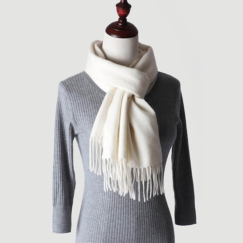 Water Pattern White Cashmere Scarf