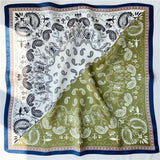 Cargar imagen en el visor de la galería, Bufanda cuadrada de seda estampada con estampado de anacardo, 21&quot; - 12 momme