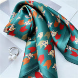 Cargar imagen en el visor de la galería, Bufanda cuadrada de seda estampada 21&quot; - 12 momme