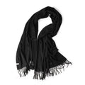 Black Cashmere Water Ripple Fringe Shawl