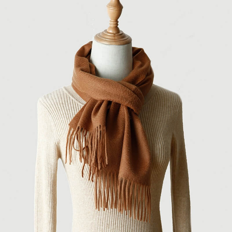 Water Pattern Camel Cashmere Scarf