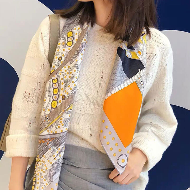 Pañuelo para la cabeza con sensación de seda cuadrada Twilly para mujer grande de 35"