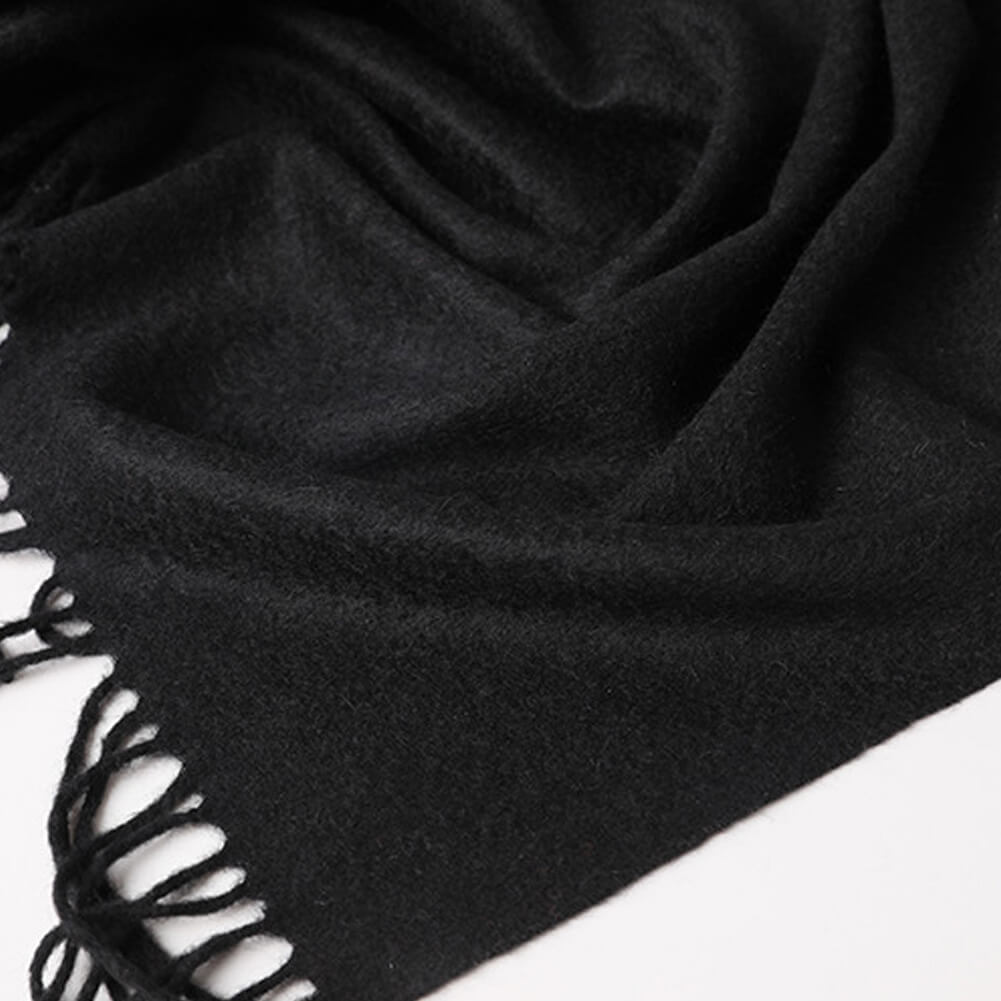 Black Cashmere Water Ripple Fringe Shawl