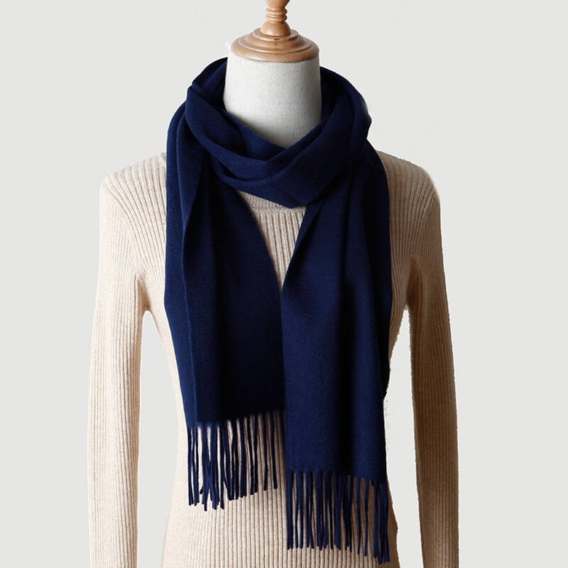Water Pattern Navy Blue Cashmere Scarf