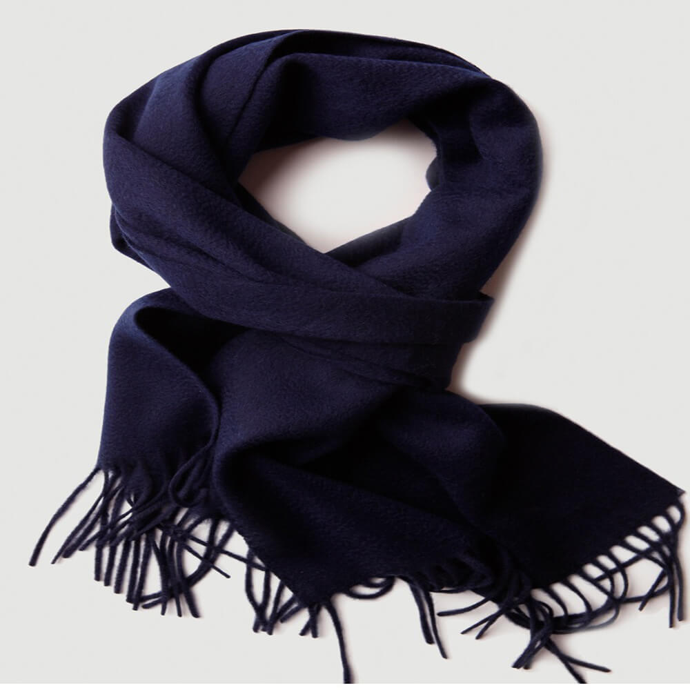 Water Pattern Navy Blue Cashmere Scarf