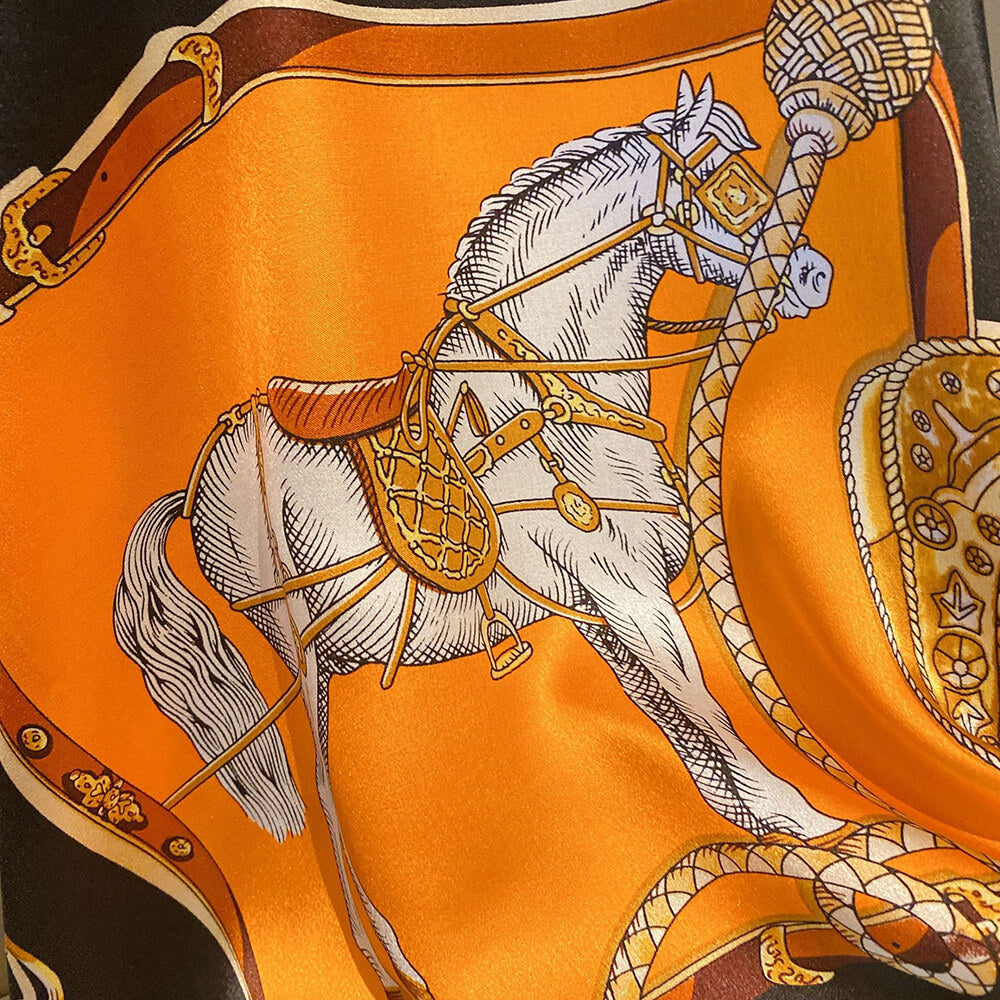 Horse Silk Head Scarf 35x35