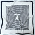 Black And White Stripe Print Silk Square Scarf for Hair - 12 momme