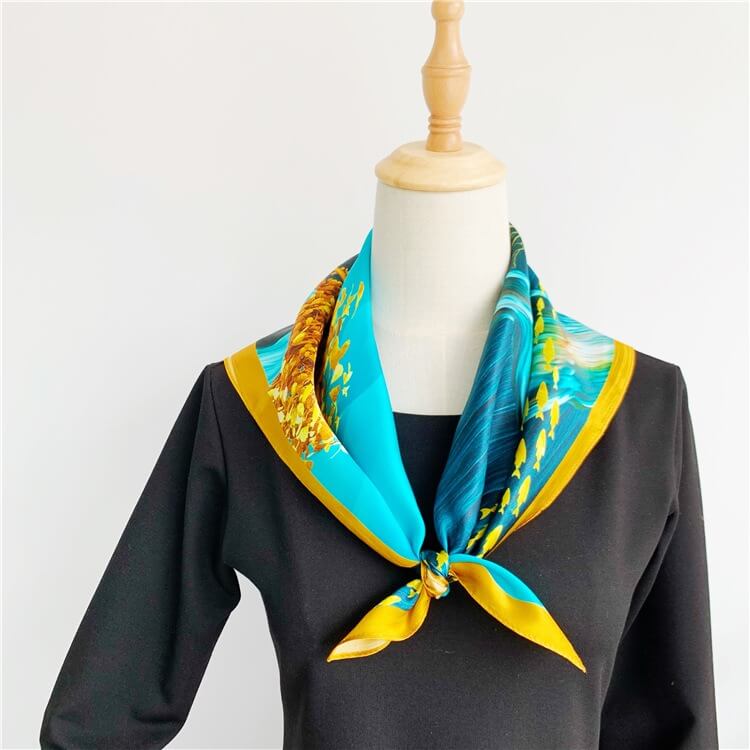 Women's 100% Luxury Painting Square Silk Scarf