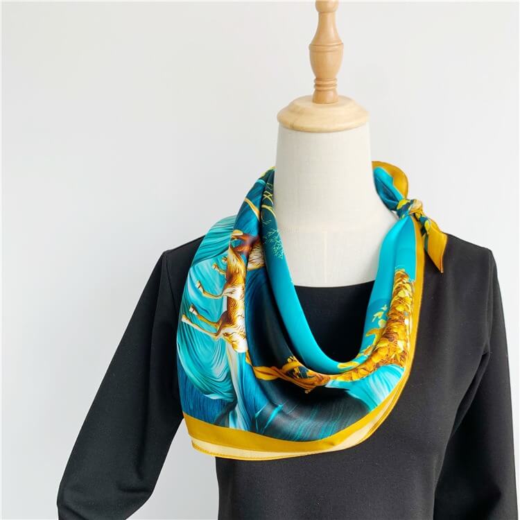 Women's 100% Luxury Painting Square Silk Scarf