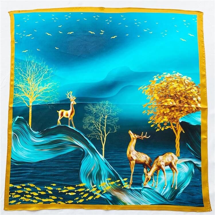 Women's 100% Luxury Painting Square Silk Scarf