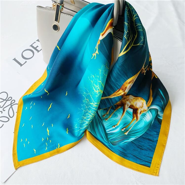 Women's 100% Luxury Painting Square Silk Scarf