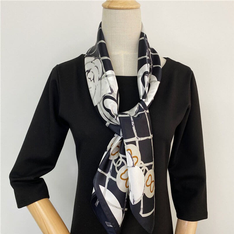 Printed Mulberry Silk Square Scarf 35 inch 12 momme