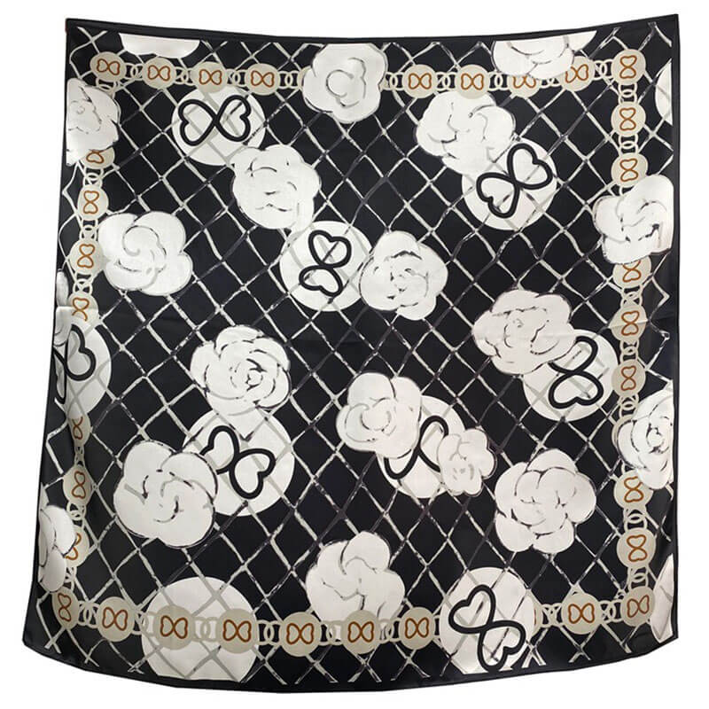 Printed Mulberry Silk Square Scarf 35 inch 12 momme