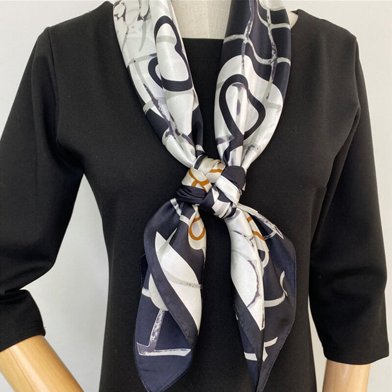 Printed Mulberry Silk Square Scarf 35 inch 12 momme
