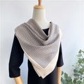Houndstooth Black and White French Twill Silk Square Scarf 35 inch 14 momme