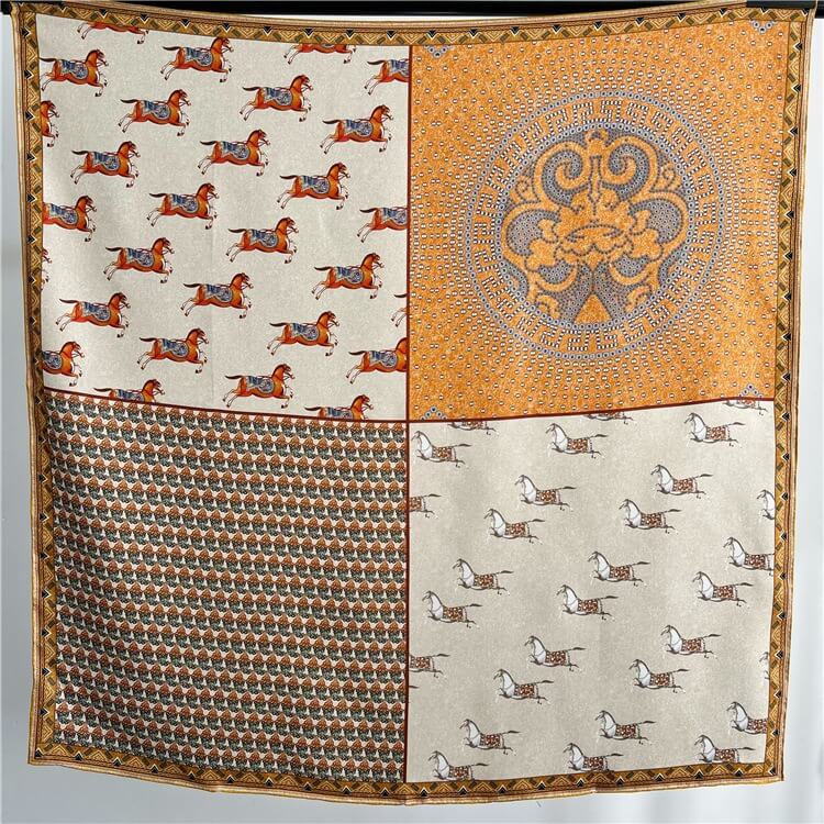 Horse Fashion Silk Twill Large Square Scarf 35 inch 14 momme