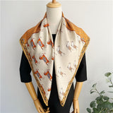 Cargar imagen en el visor de la galería, Bufanda cuadrada grande de sarga de seda Horse Fashion 35 pulgadas 14 momme