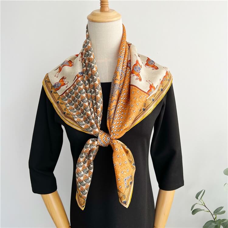 Horse Fashion Silk Twill Large Square Scarf 35 inch 14 momme