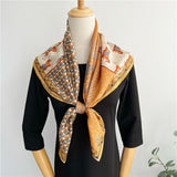 Cargar imagen en el visor de la galería, Bufanda cuadrada grande de sarga de seda Horse Fashion 35 pulgadas 14 momme