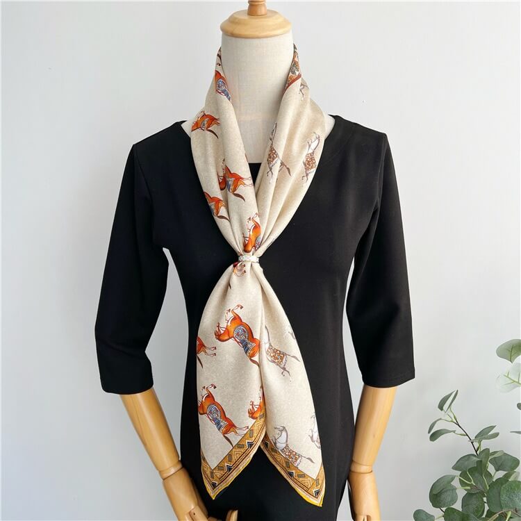 Horse Fashion Silk Twill Large Square Scarf 35 inch 14 momme