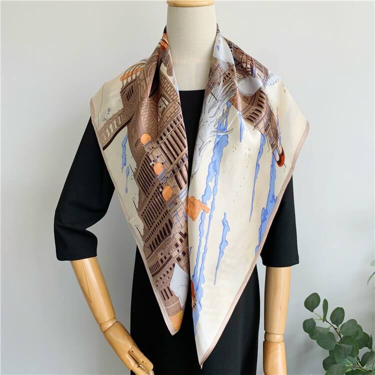 Starry satin large square scarf women's mulberry silk scarf shawl 35 inch 14 momme