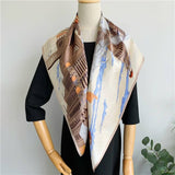 Cargar imagen en el visor de la galería, Bufanda cuadrada grande de satén estrellado para mujer, bufanda de seda de morera, chal de 35 pulgadas, 14 momme