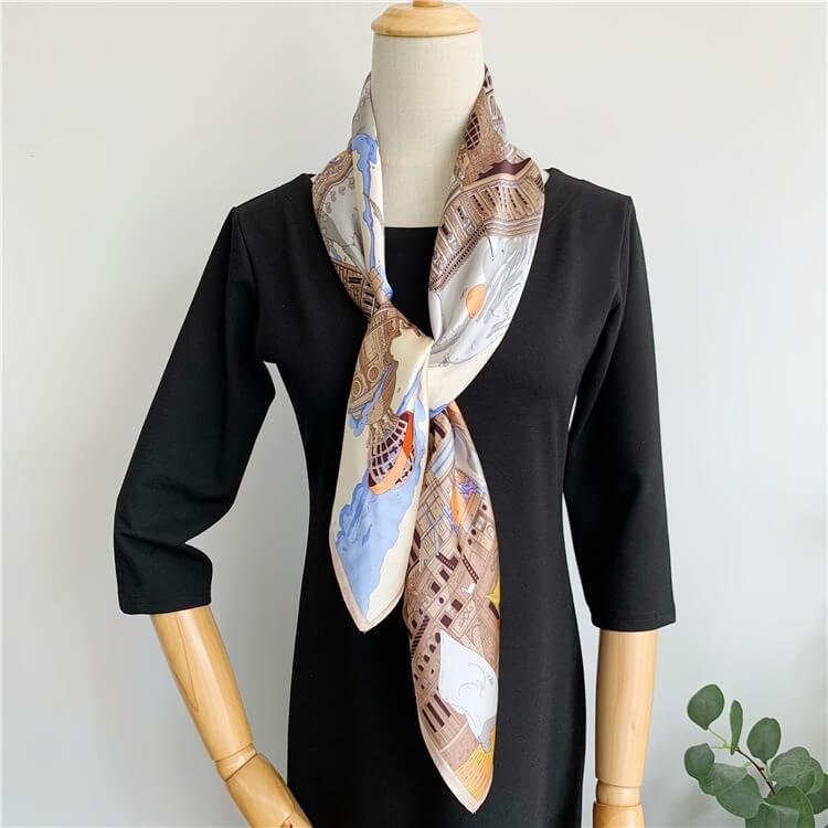 Starry satin large square scarf women's mulberry silk scarf shawl 35 inch 14 momme
