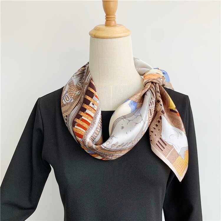 Starry satin large square scarf women's mulberry silk scarf shawl 35 inch 14 momme