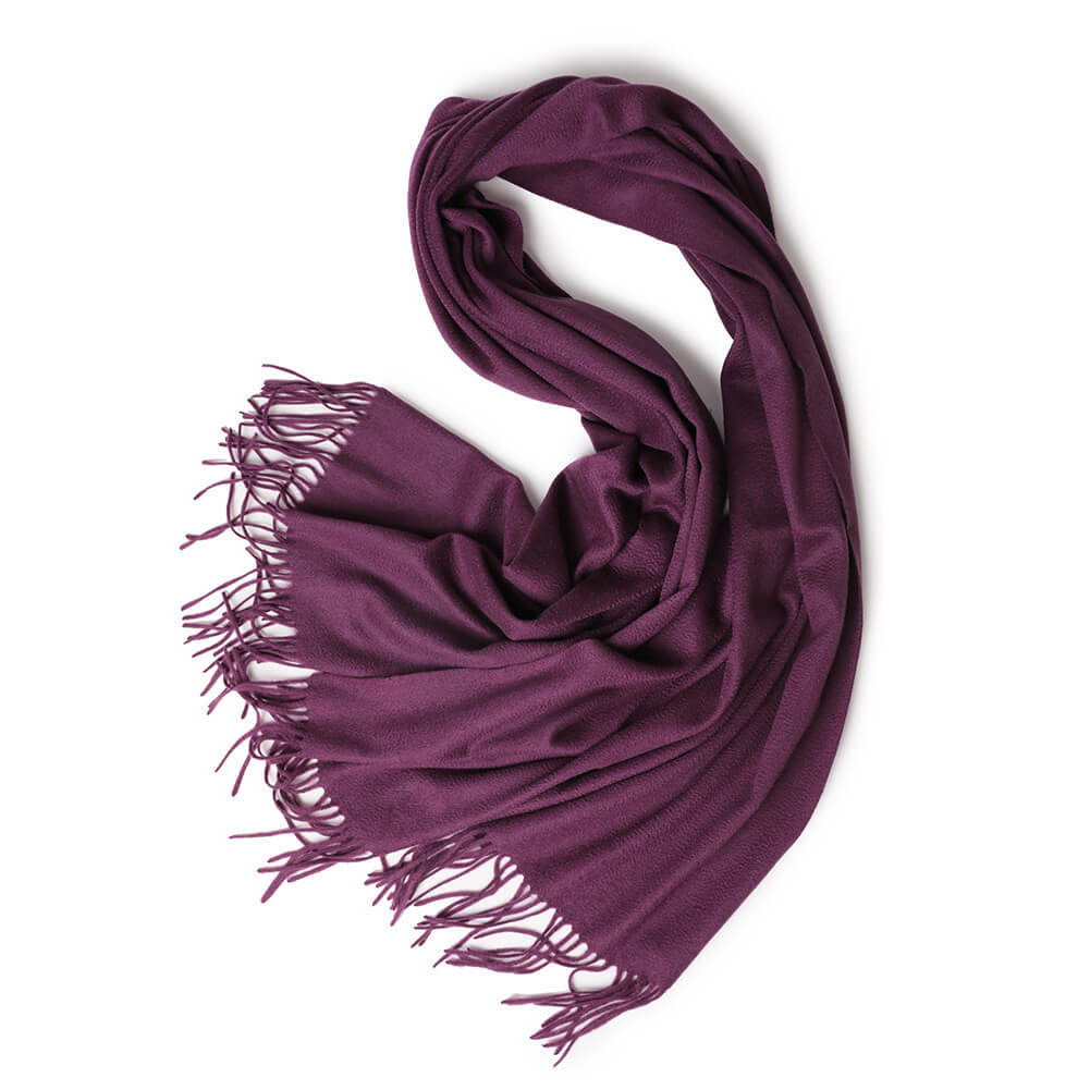 Purple Cashmere Water Ripple Fringe Shawl
