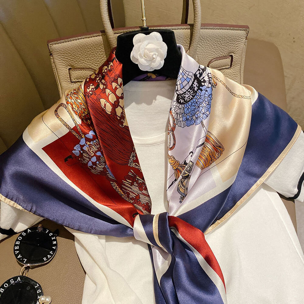 Horse Silk Head Scarf 35x35