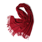 Cargar imagen en el visor de la galería, Chal con flecos ondulados de agua de cachemira roja