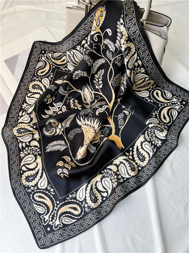 Foulard carré en soie de mûrier, foulard de tête en vraie soie, à la mode, 100%
