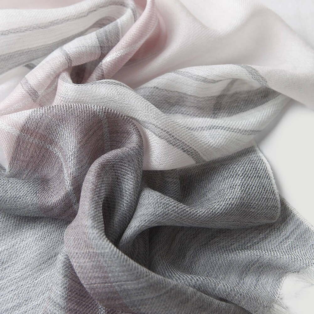 200S Pink Plaid Cashmere Shawl Wrap