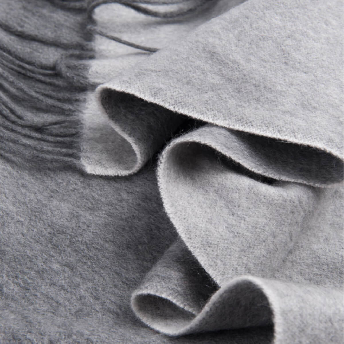 Double-Faced Light Grey Cashmere Wrap Blanket Scarf