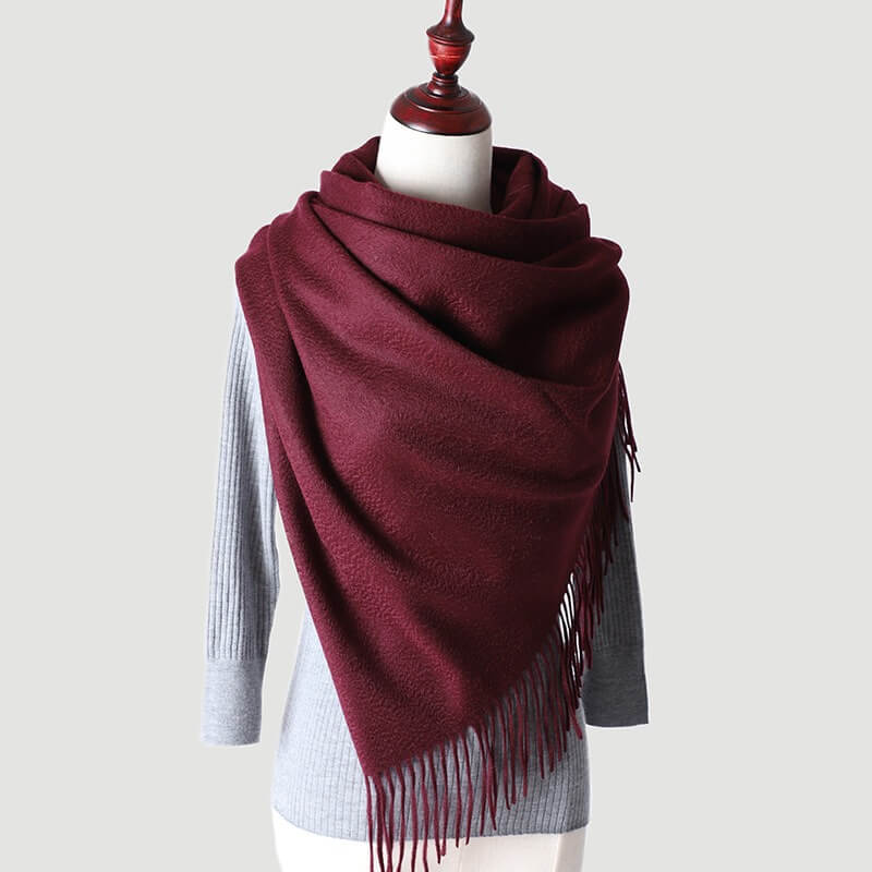 Wrap en cachemire rouge à motif d'eau